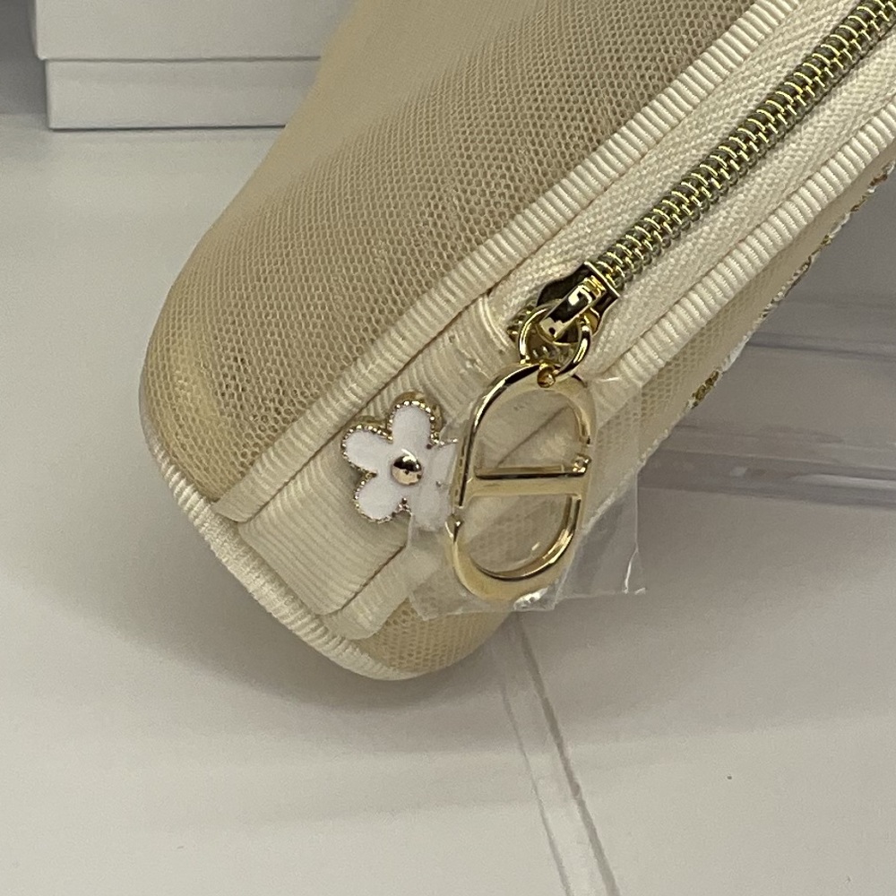 Dior Beige Floral Embroidered Cosmetic Bag - Picture 6 of 7